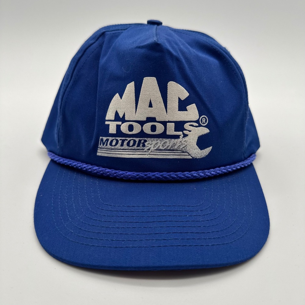 Vintage Mac Tools Motorsports Snapback Hat Blue Rope Trucker Cap Mens OSFM